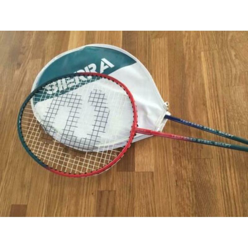 Badminton rackets.
