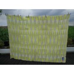 Vintage wollen deken/sprei/plaid,geel/crème ,140cm/170cm