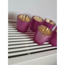 6 mooie roze waxinelichthouders