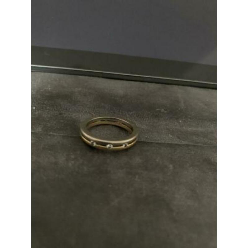 Wit/geel gouden ring met briljanten