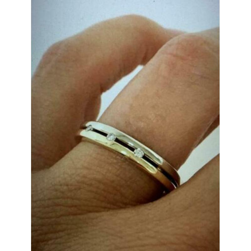 Wit/geel gouden ring met briljanten
