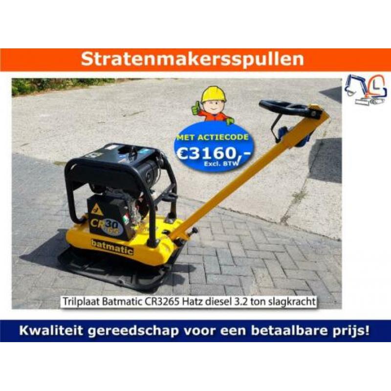 Trilplaat 3.2 slagkracht Batmatic top trilplaat met wielset