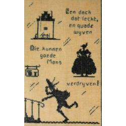 Een dack dat leckt oud geborduurd lijstje schilderij (437)