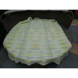 Vintage wollen deken/sprei/plaid,geel/crème ,140cm/170cm