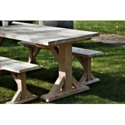 Buitentafel, Tuintafel massief Douglas complete tuinset