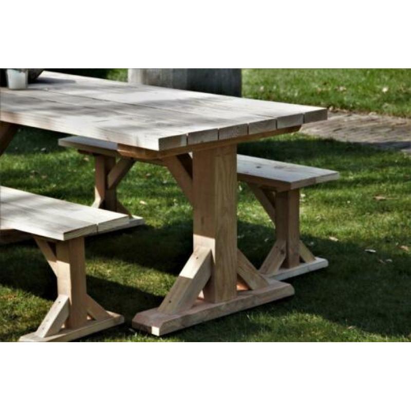 Buitentafel, Tuintafel massief Douglas complete tuinset