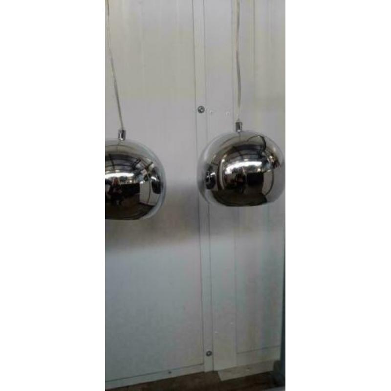 MPH 4010-10 Vintage retro hanglamp met 3 verchroomde bollen