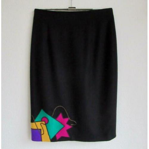 Zwarte wol/angora-mix design rok van Louis Féraud - mt 36