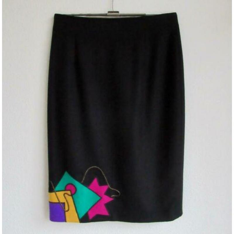 Zwarte wol/angora-mix design rok van Louis Féraud - mt 36