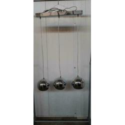MPH 4010-10 Vintage retro hanglamp met 3 verchroomde bollen