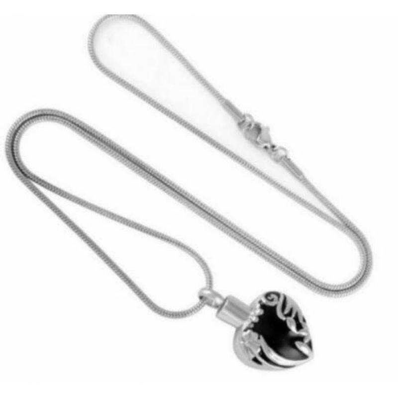 As hanger, As urn, As sieraad een Hart met zilver en zwart