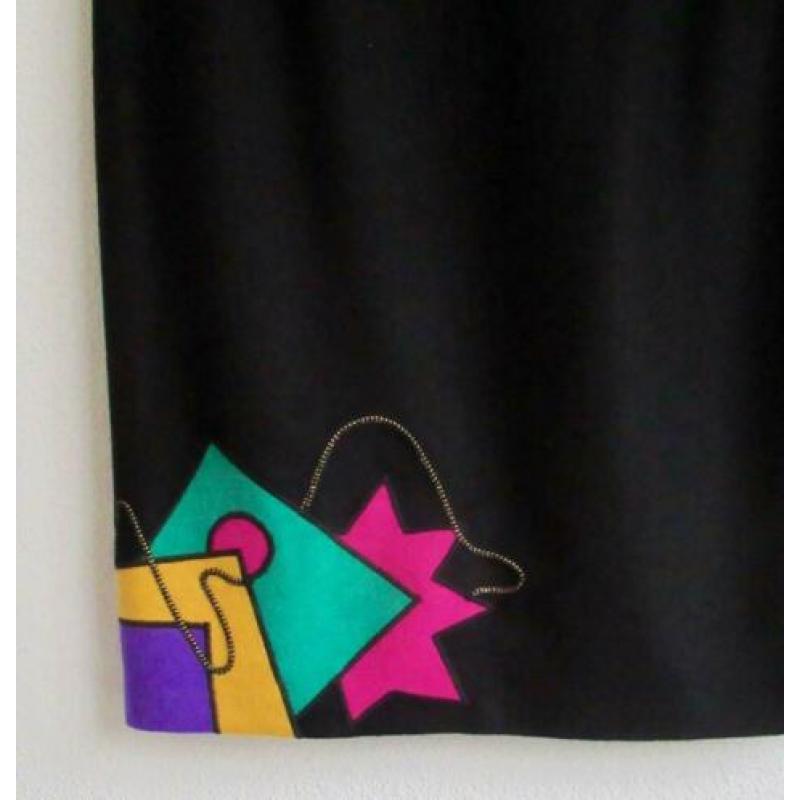 Zwarte wol/angora-mix design rok van Louis Féraud - mt 36