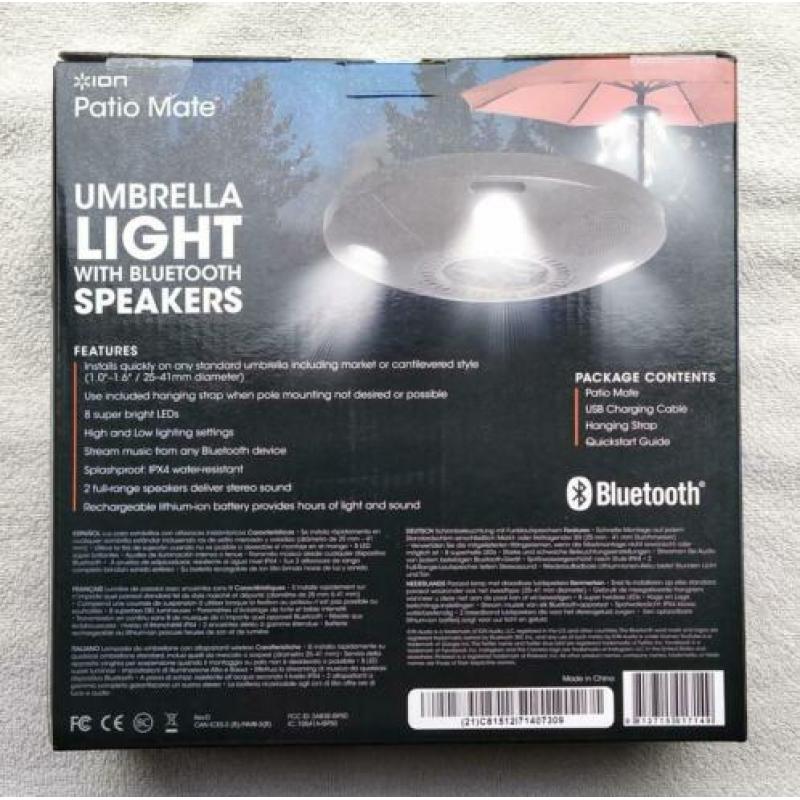 Bluetooth stereo speaker & ledlamp - parasol verlichting ION