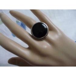 Oud zilveren(925)ring met grote onix steen (mt 20)