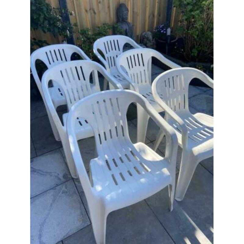 Tuinstoelen stapelbaar wit 6 stuks