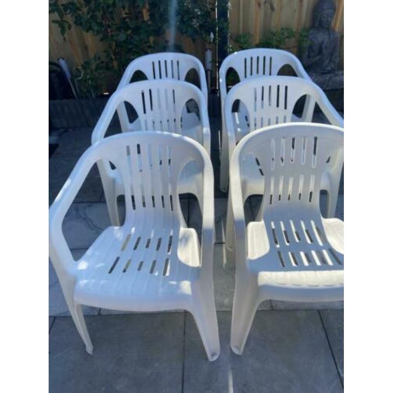 Tuinstoelen stapelbaar wit 6 stuks