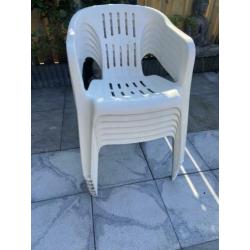 Tuinstoelen stapelbaar wit 6 stuks