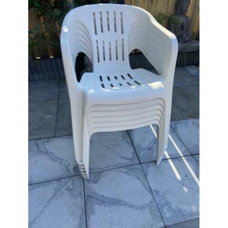Tuinstoelen stapelbaar wit 6 stuks