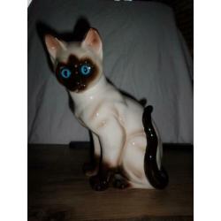 Mooi groot keramiek siamese poes van vaga punt gaaf.