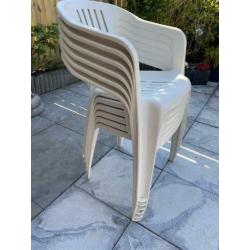 Tuinstoelen stapelbaar wit 6 stuks