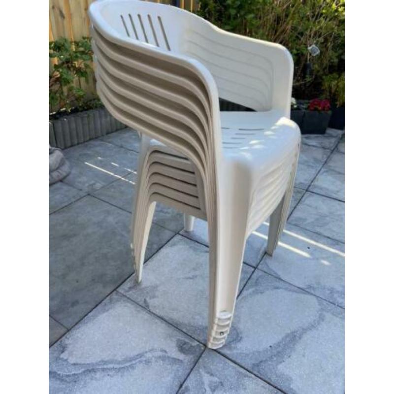 Tuinstoelen stapelbaar wit 6 stuks