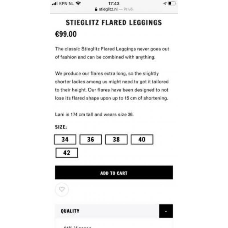 Mt 36 (kan ook bij 38) Stieglitz flared legging zwart izgs!