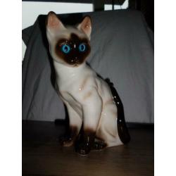 Mooi groot keramiek siamese poes van vaga punt gaaf.
