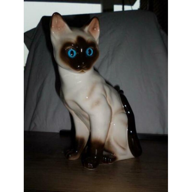 Mooi groot keramiek siamese poes van vaga punt gaaf.