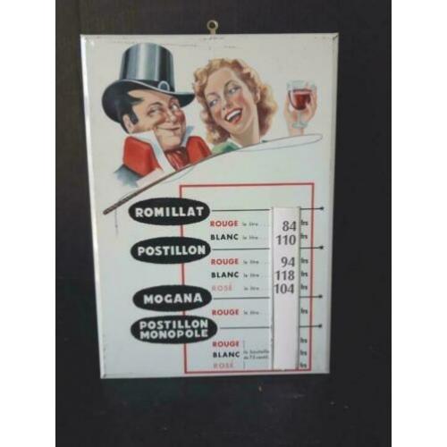 Leuk vintage reclamebord postillon wijn