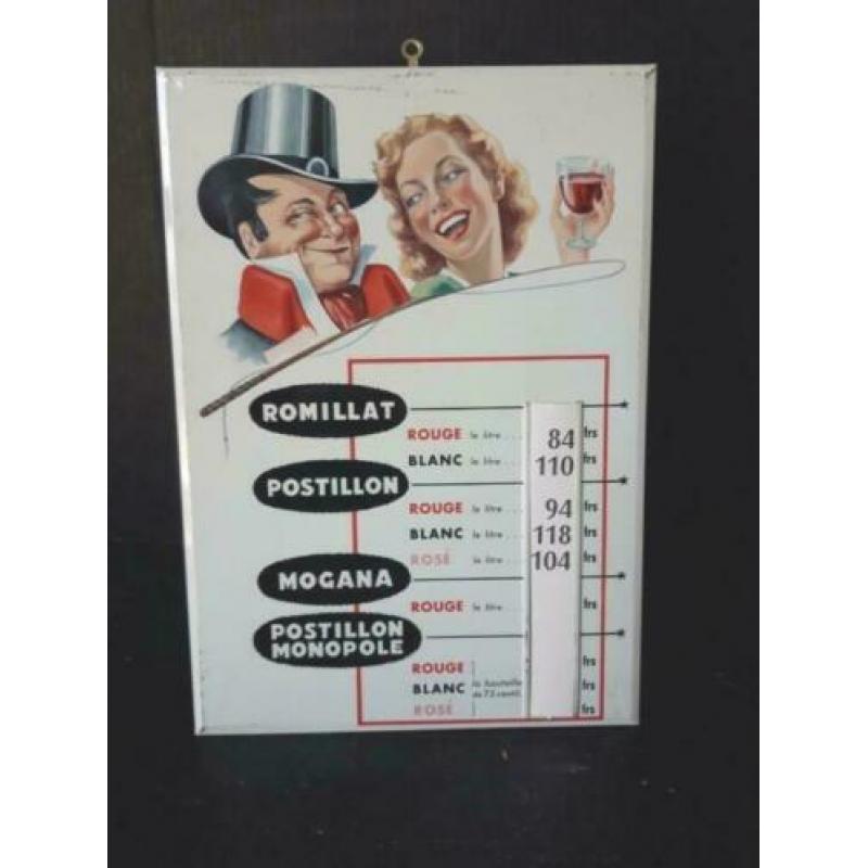 Leuk vintage reclamebord postillon wijn