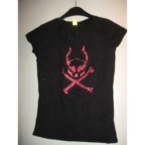 Cyberdog London Partywear T-shirt, zwart met opdruk en studs