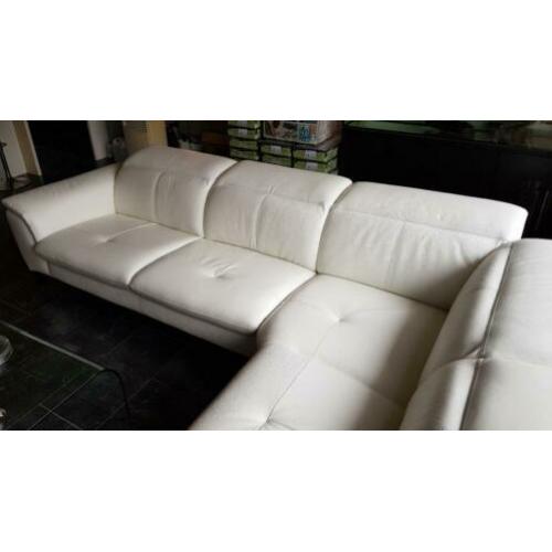 Nieuw! Italiaanse Design Wit Ruime Leren Hoek bank!
