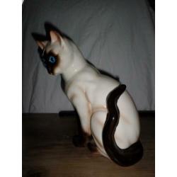 Mooi groot keramiek siamese poes van vaga punt gaaf.
