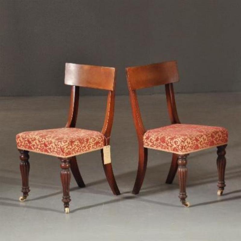 Antieke stoelen / Stel van 8 Engelse vroeg Victoriaanse e...