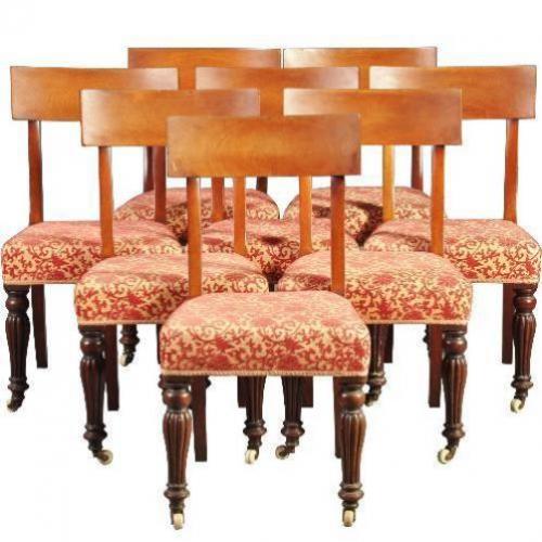 Antieke stoelen / Stel van 8 Engelse vroeg Victoriaanse e...