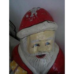 antieke papier mache kerstman met kerstboompje kerst