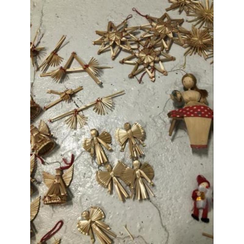 Rieten kerstboom hangers