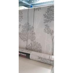 Behang nieuw bomen zilver grijs glitter
