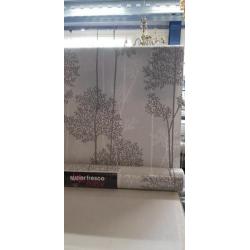 Behang nieuw bomen zilver grijs glitter