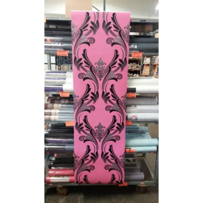 Roze glitter barok behang €8.50