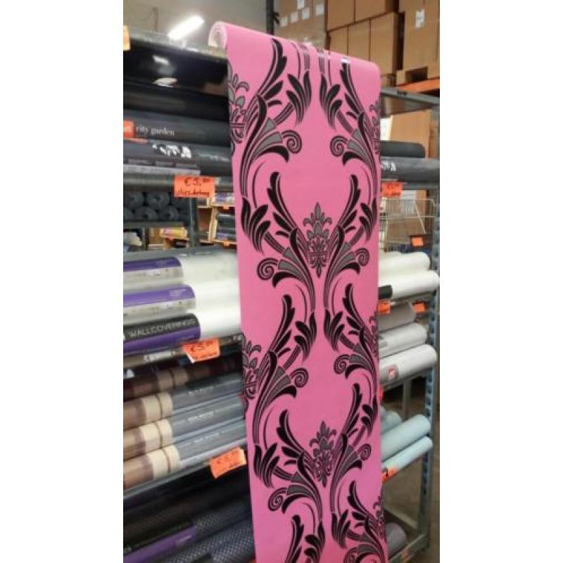 Roze glitter barok behang €8.50