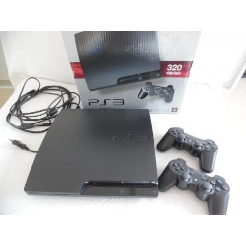 Playstation 3 slim, 320 GB met 6 spellen, 2 controllers