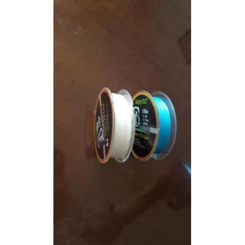 2x sterk 4x gevlochten vis lijn100m lang1x 0,14 en1x 0,28mm