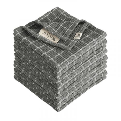 Walra Vaatdoek Dry with Cubes Off Black - 9 stuks